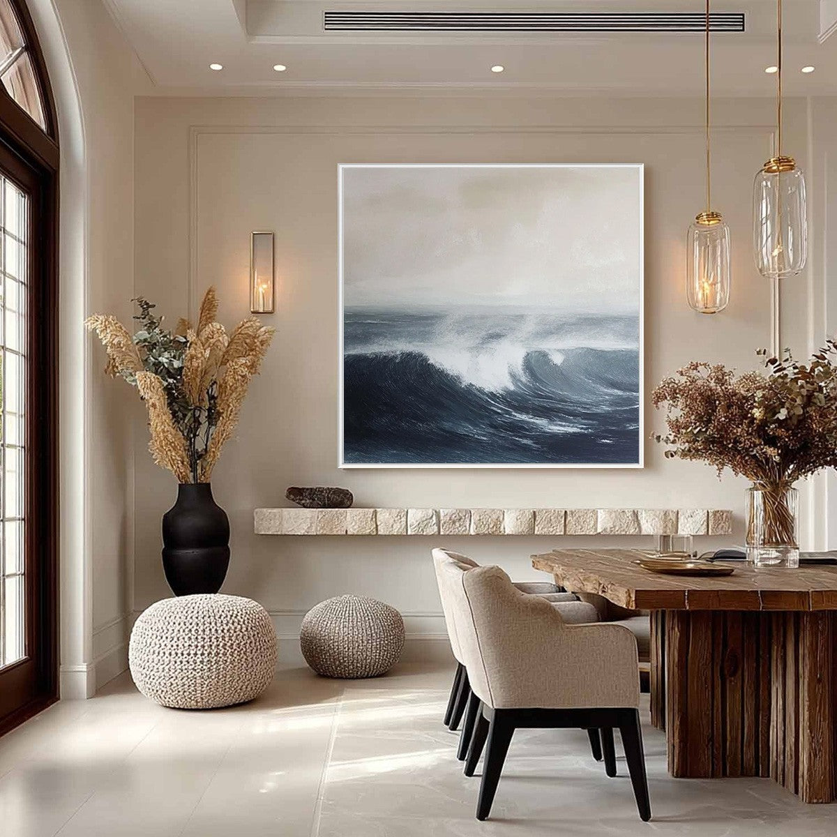 OCEAN'S EMBRACE: Atmospheric Coastal Seascape Oil Painting - Image 2