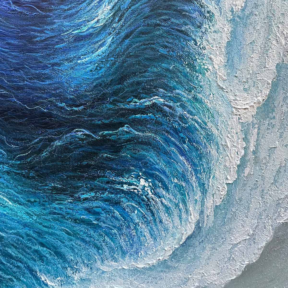 OCEAN'S EMBRACE: Ocean Waves Seascape Oil Painting - Image 3