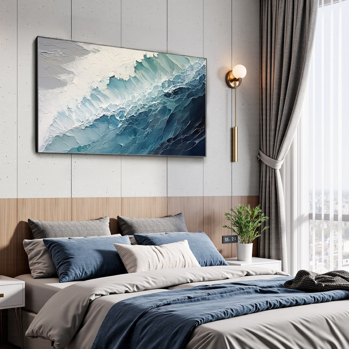 OCEAN'S EMBRACE: Textured Abstract Seascape Oil Painting - Image 4