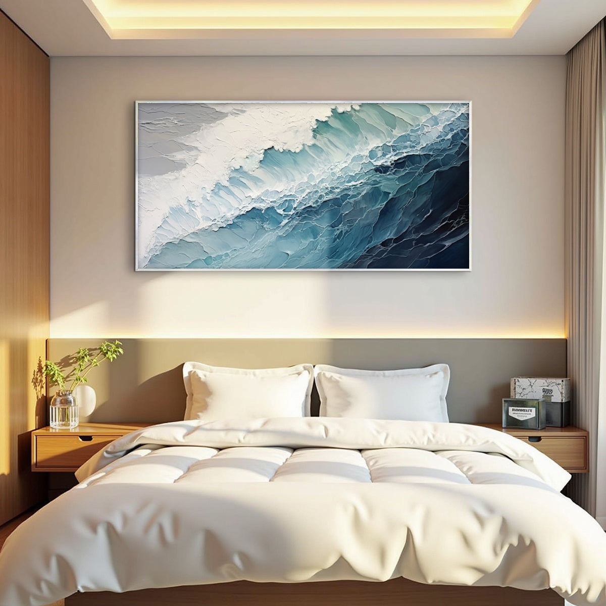 OCEAN'S EMBRACE: Textured Abstract Seascape Oil Painting - Image 7