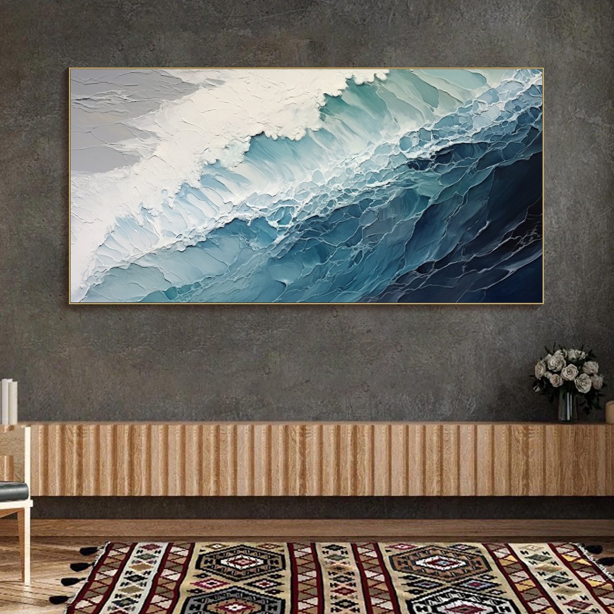 OCEAN'S EMBRACE: Textured Abstract Seascape Oil Painting - Image 6