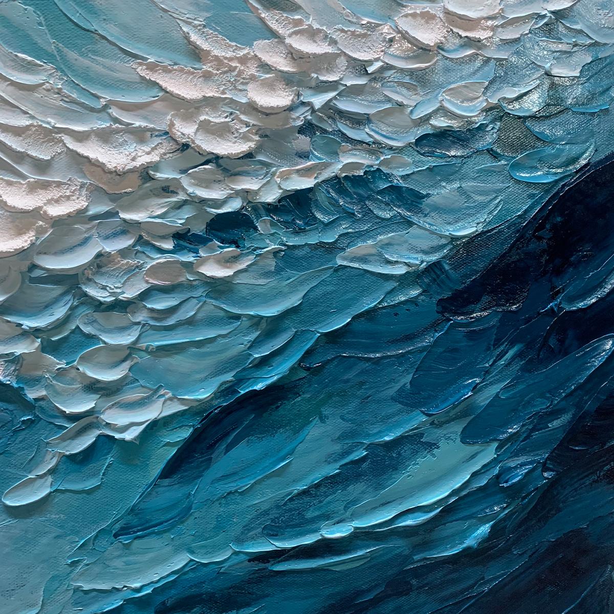 OCEAN'S EMBRACE: Textured Abstract Seascape Oil Painting - Image 5