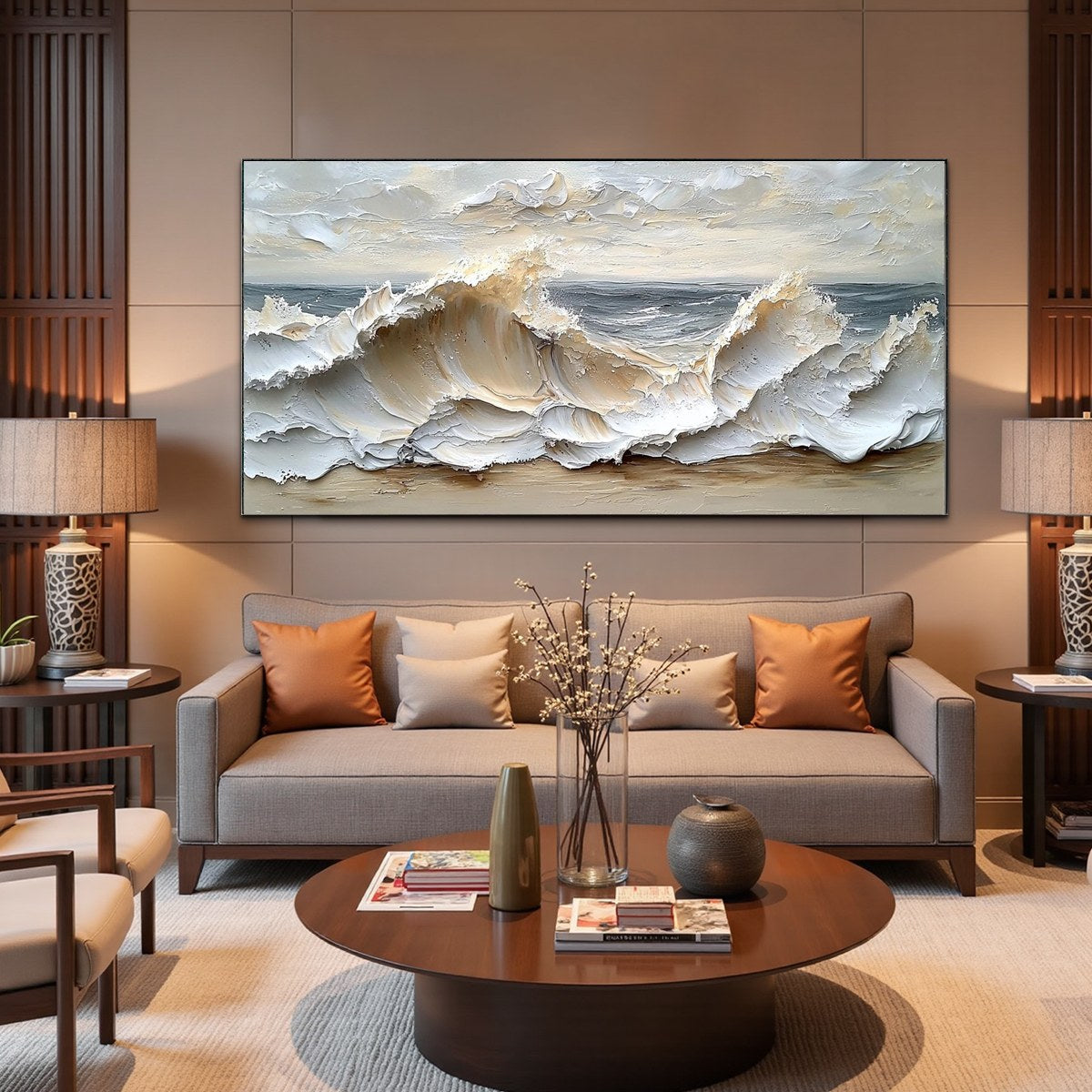 OCEAN'S EMBRACE: Textured Impasto Coastal Wave Oil Painting - Image 6