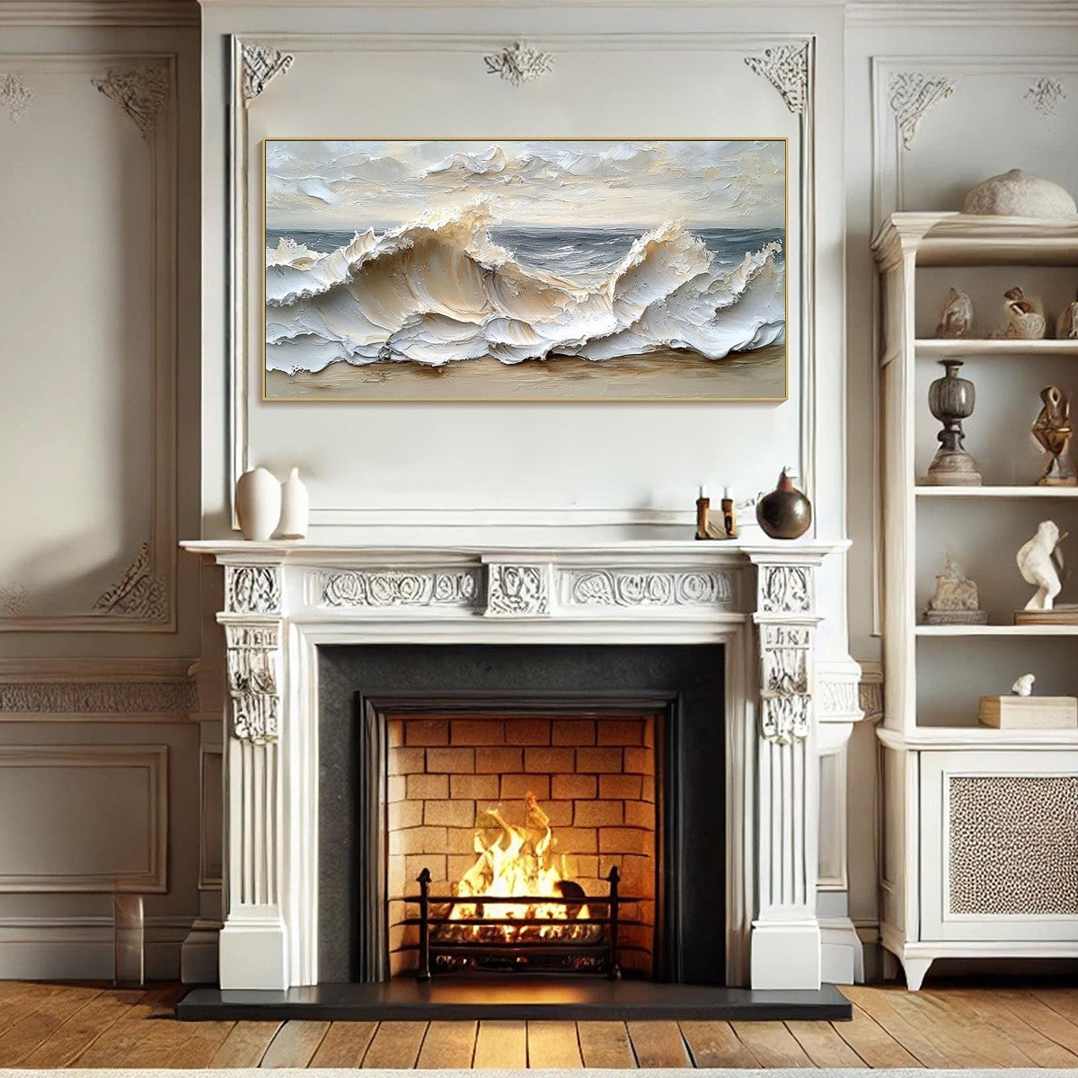 OCEAN'S EMBRACE: Textured Impasto Coastal Wave Oil Painting - Image 7