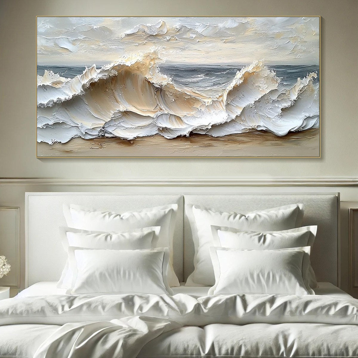 OCEAN'S EMBRACE: Textured Impasto Coastal Wave Oil Painting - Image 2