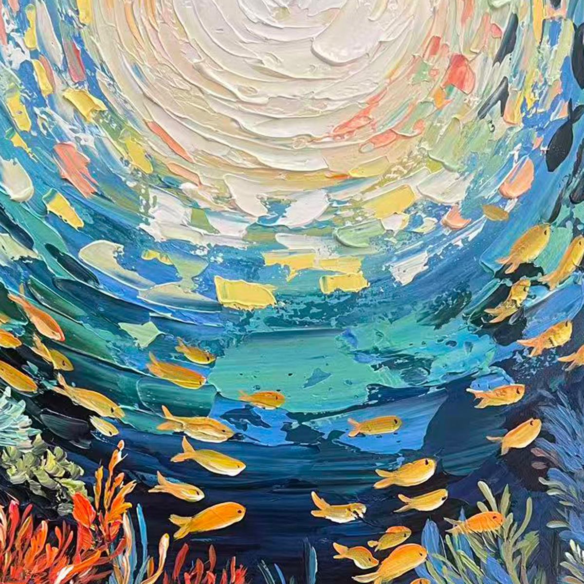 OCEAN’S GRACE: Textured Impasto Seascape Painting - Image 3