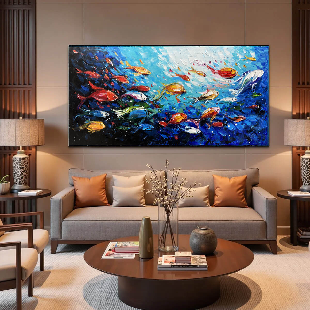 OCEAN'S JEWELS: Textured Impasto Colorful Fish Oil Painting - Image 5