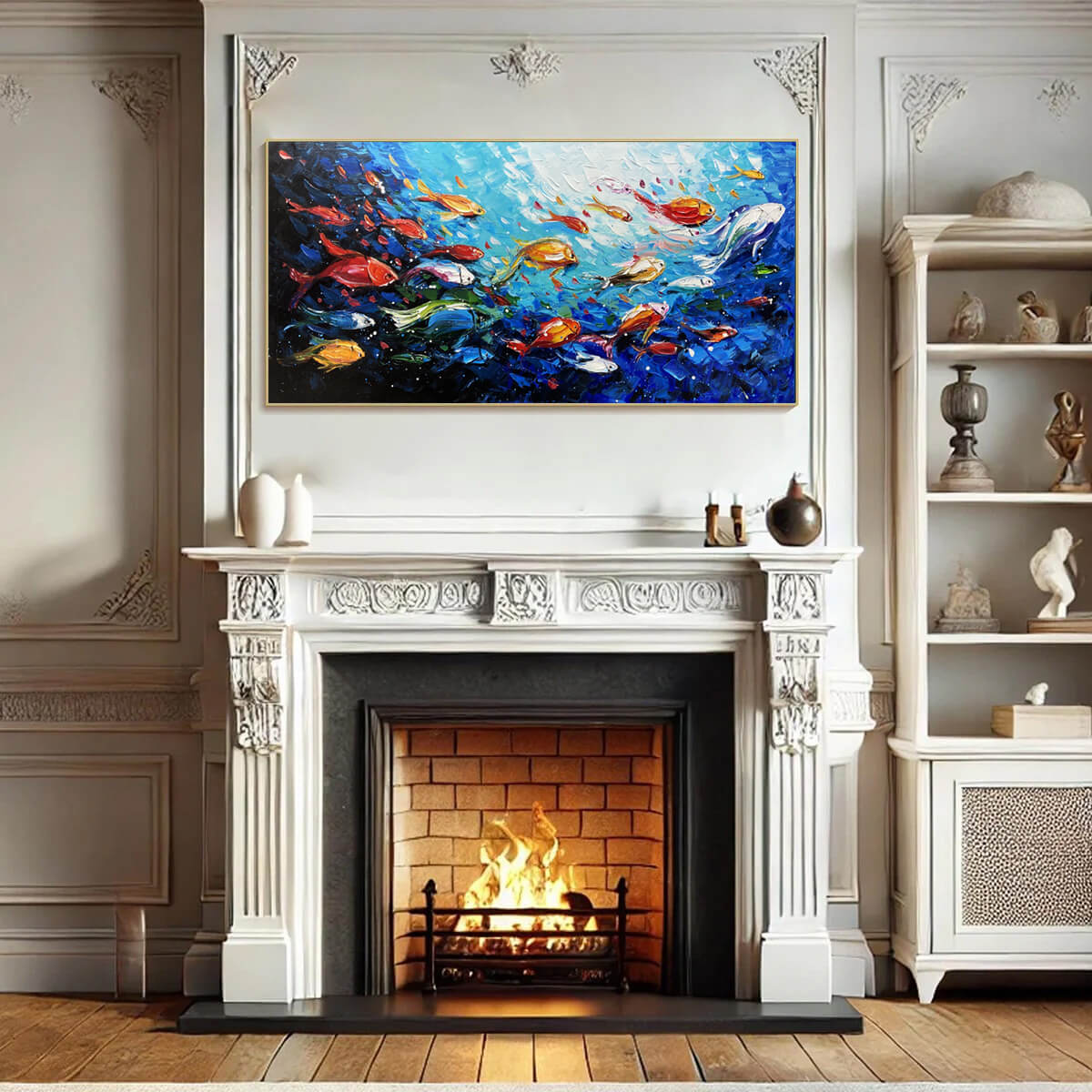 OCEAN'S JEWELS: Textured Impasto Colorful Fish Oil Painting - Image 7