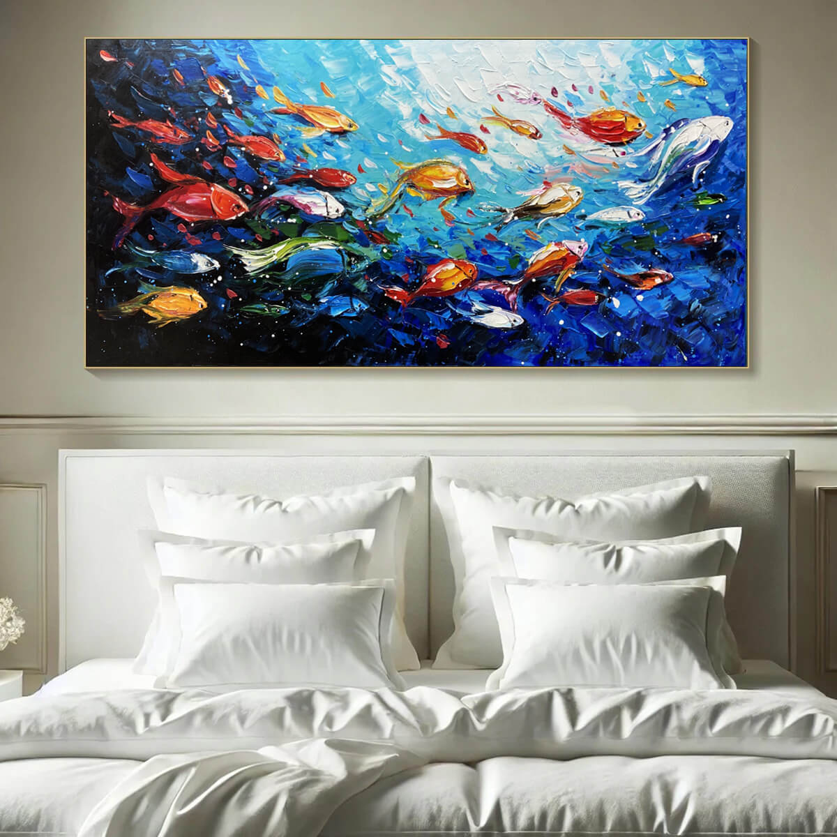 OCEAN'S JEWELS: Textured Impasto Colorful Fish Oil Painting - Image 2