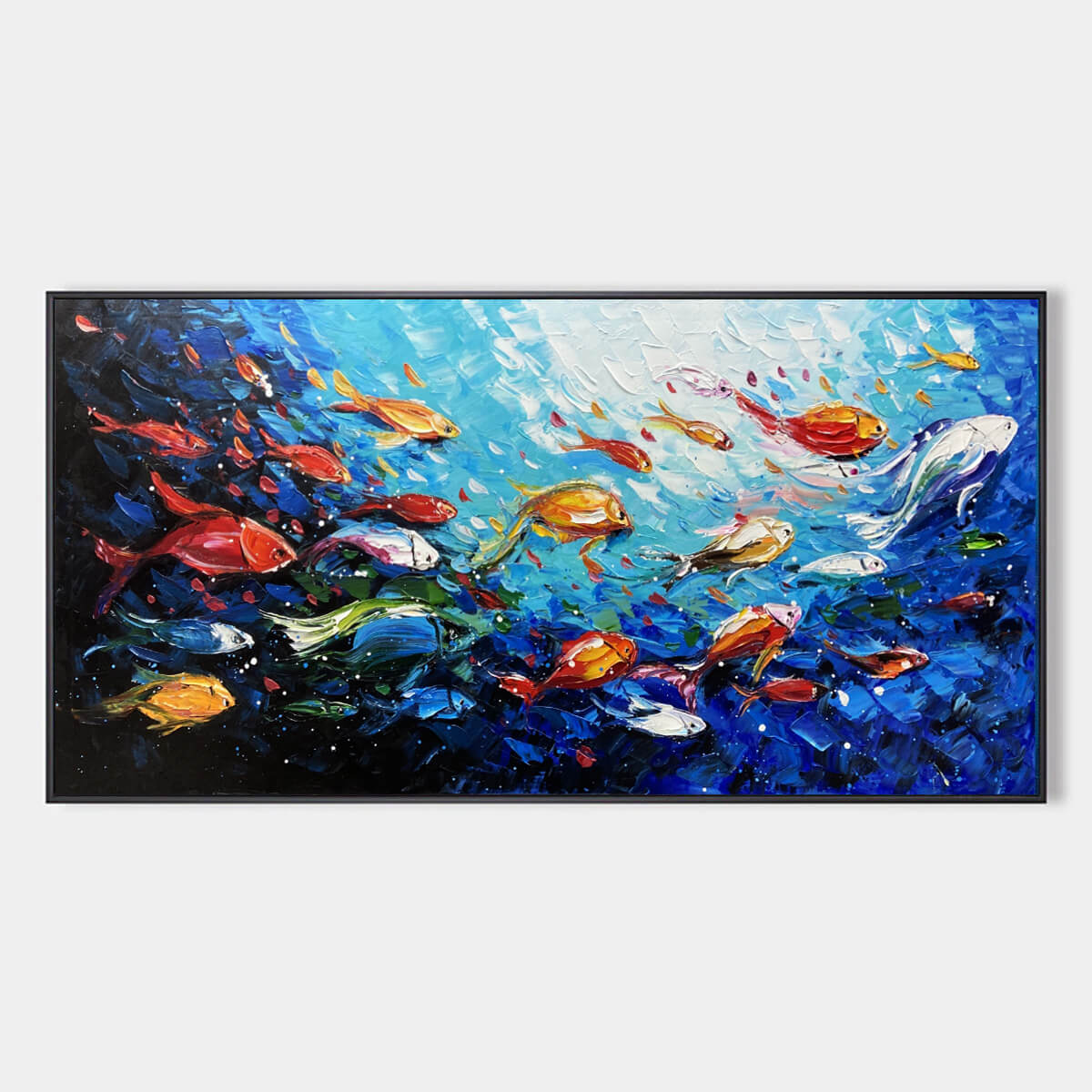 OCEAN'S JEWELS: Textured Impasto Colorful Fish Oil Painting