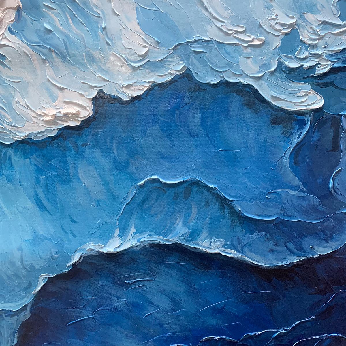 OCEAN WHISPERS: Textured Seascape Painting, Ocean Waves, Blue and White, Living Room, Bedroom - Image 6