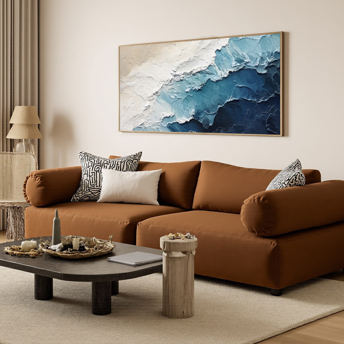OCEAN WHISPERS: Textured Seascape Painting, Ocean Waves, Blue and White, Living Room, Bedroom - Image 5