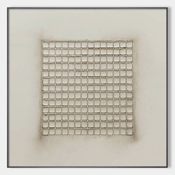 ORDERED CHAOS: Textured Minimalist Grid Oil Painting