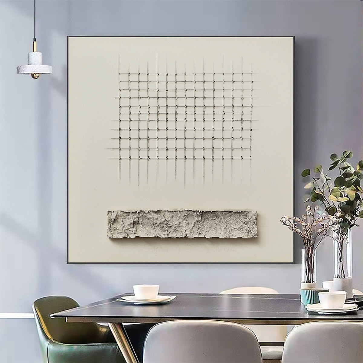 ORDER & TEXTURE: Minimalist Beige Abstract Acrylic Painting - Image 2