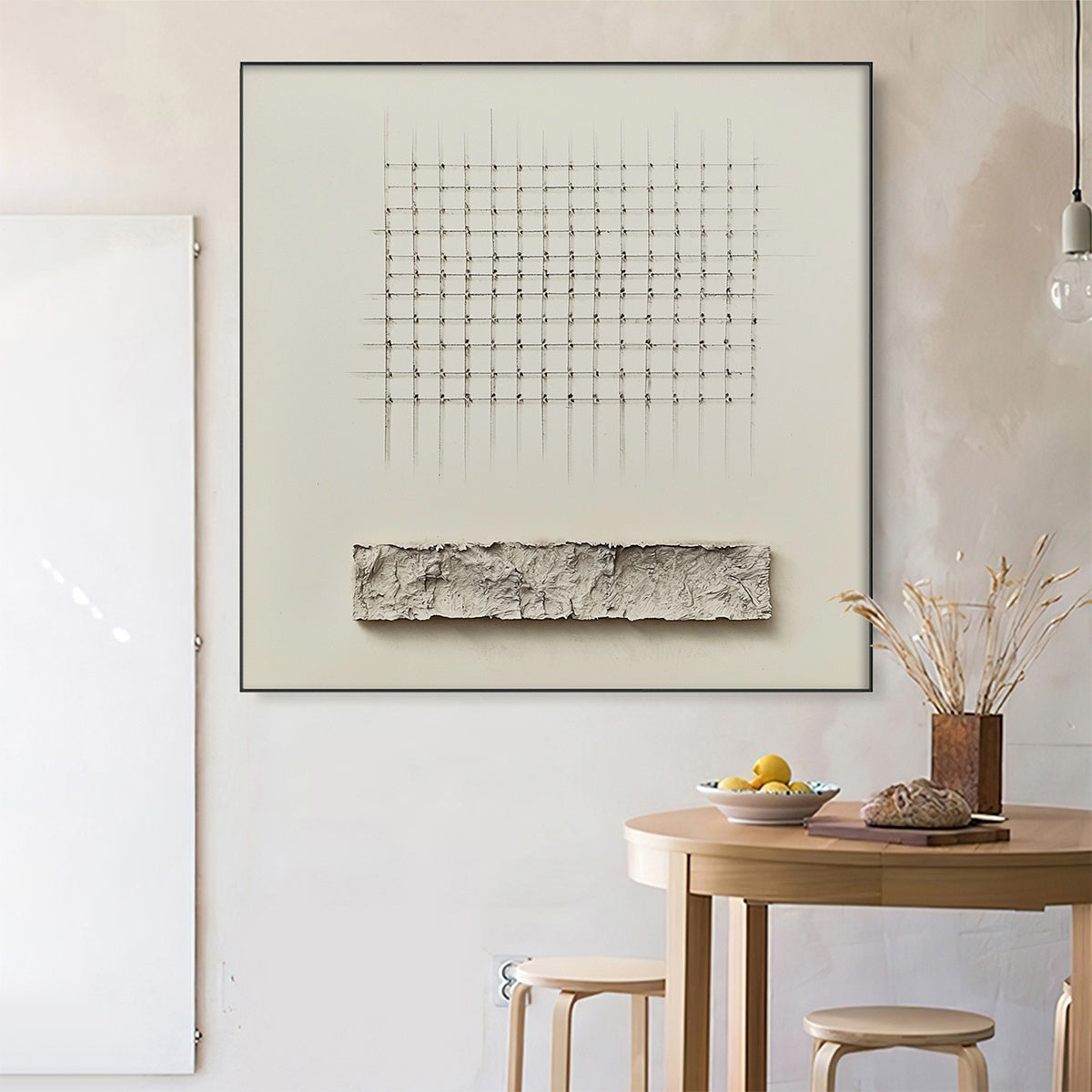 ORDER & TEXTURE: Minimalist Beige Abstract Acrylic Painting - Image 3