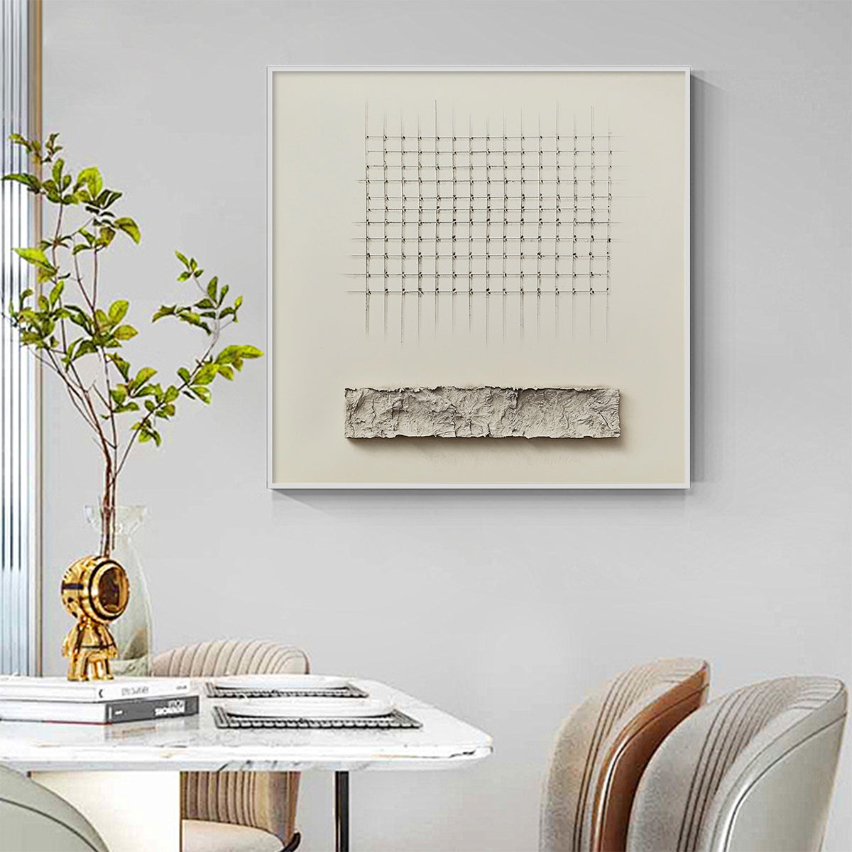 ORDER & TEXTURE: Minimalist Beige Abstract Acrylic Painting - Image 5