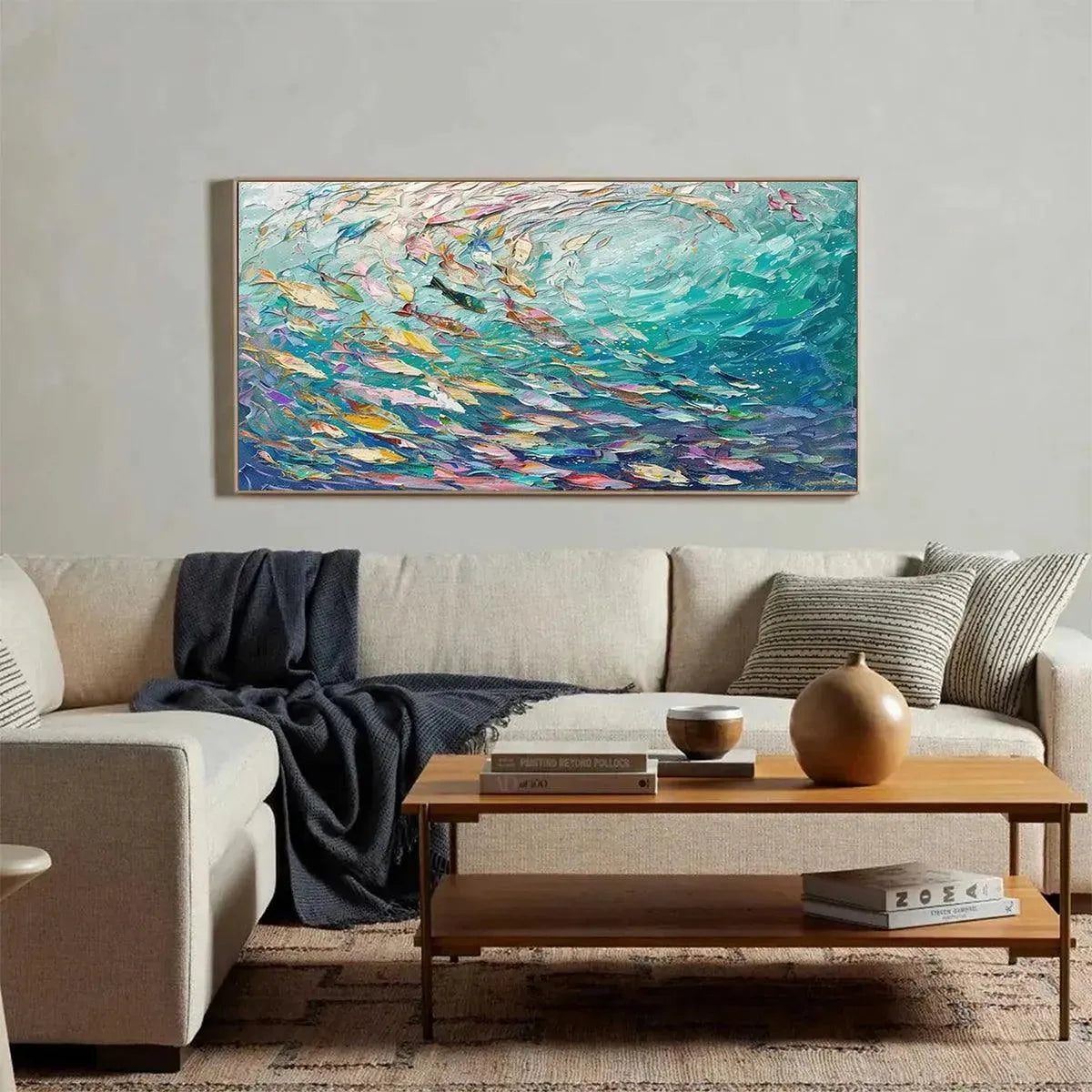 OCEAN CURRENTS: Textured Abstract Seascape Painting in Blues and Greens - Image 10