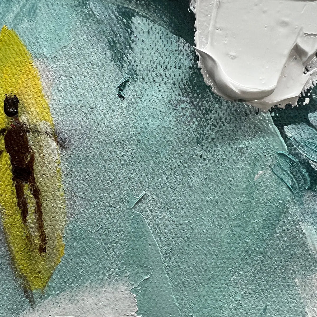 CATCHING THE WAVE: Ocean Surfers Impasto Oil Painting on Canvas - Image 5