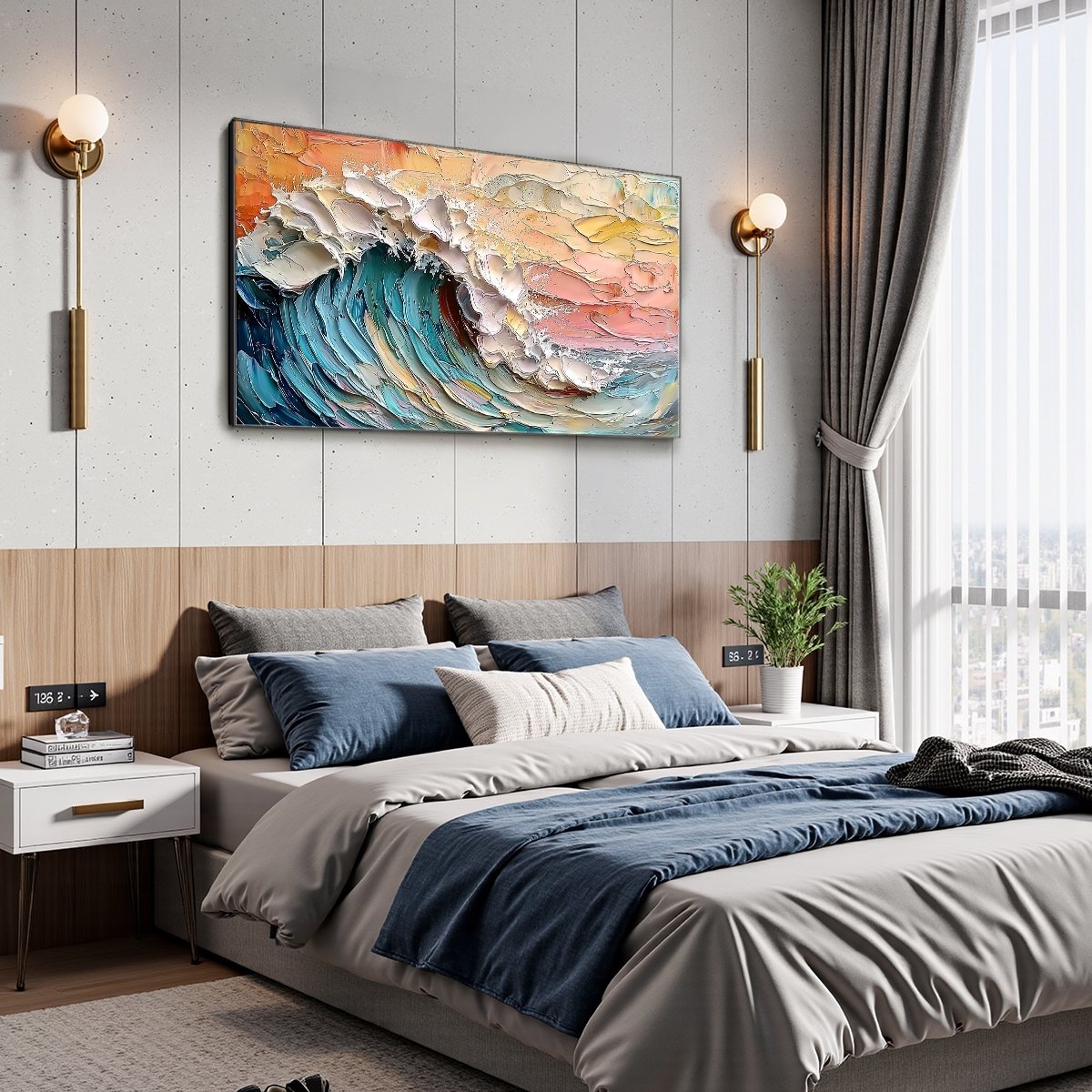 OCEAN'S EMBRACE: Textured Impasto Ocean Wave Oil Painting - Image 4
