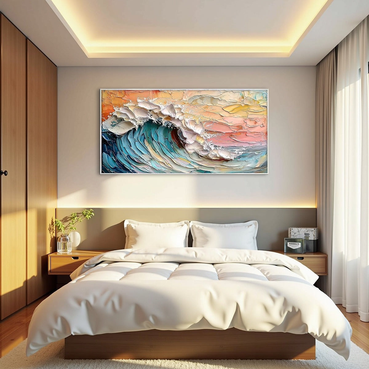 OCEAN'S EMBRACE: Textured Impasto Ocean Wave Oil Painting - Image 7