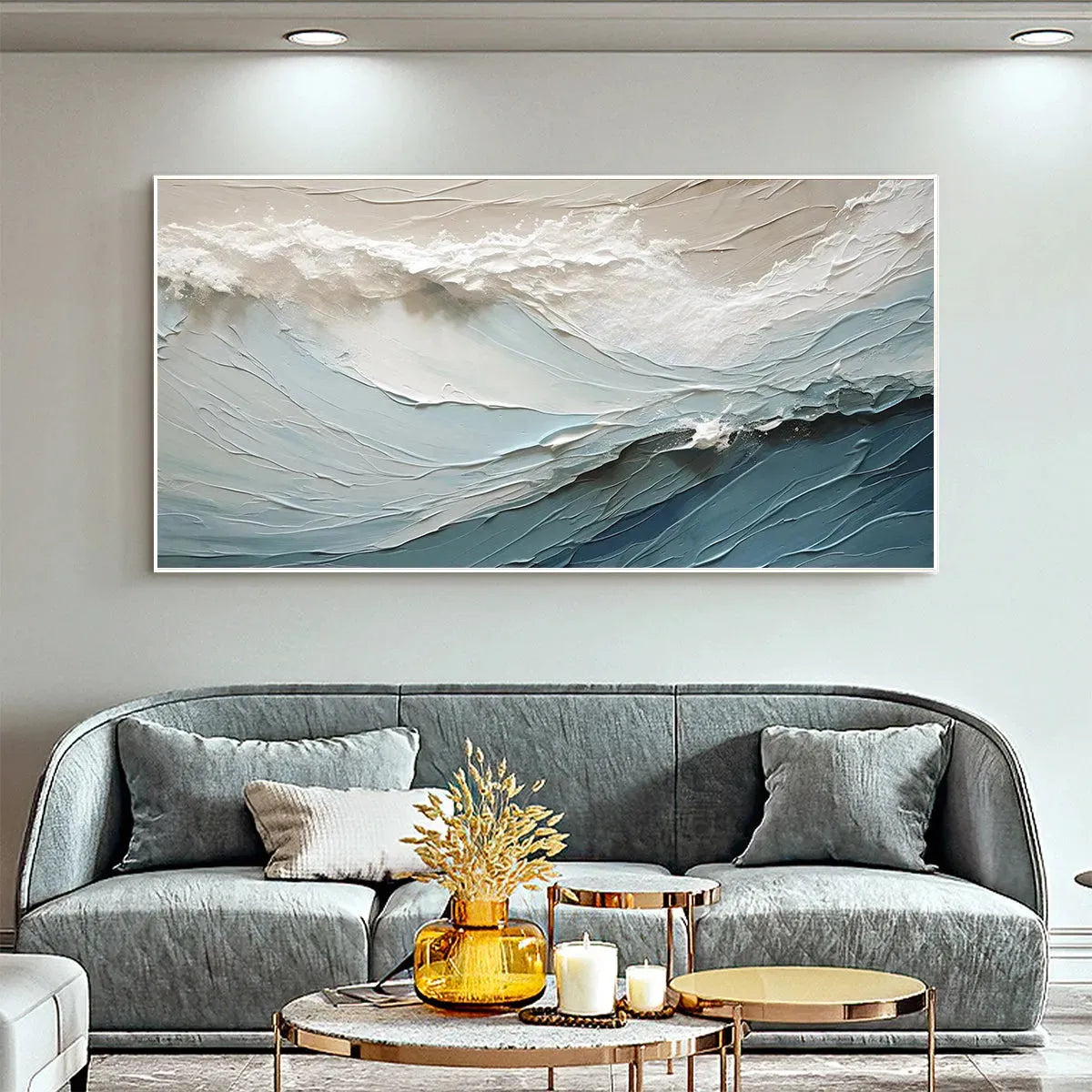 OCEANIC SYMPHONY: Textured Abstract Wave Oil Painting - Image 7