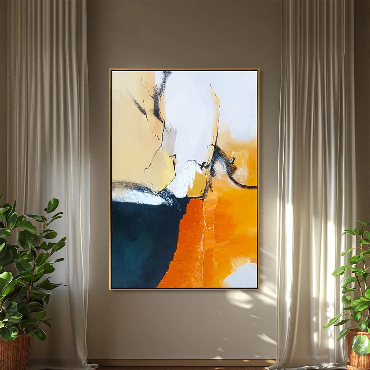 OCHRE FLOW: Abstract Oil Painting on Canvas - Image 6