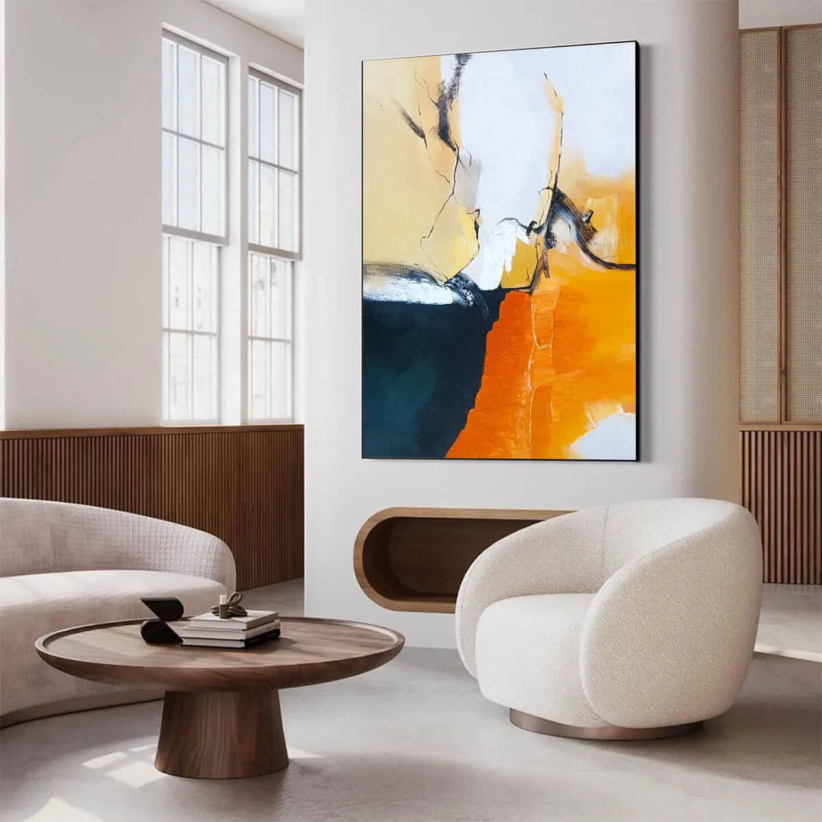 OCHRE FLOW: Abstract Oil Painting on Canvas - Image 4
