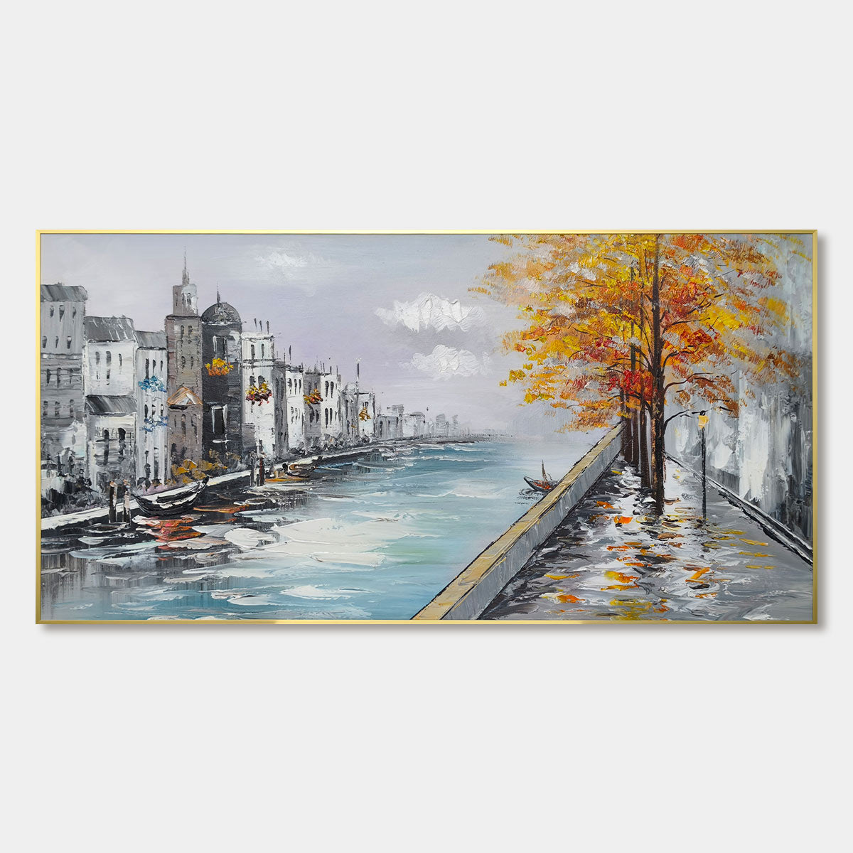Ready to Ship | PARISIAN AUTUMN STROLL | 20''x40'' | 50x100cm | Gold Frame - Image 3