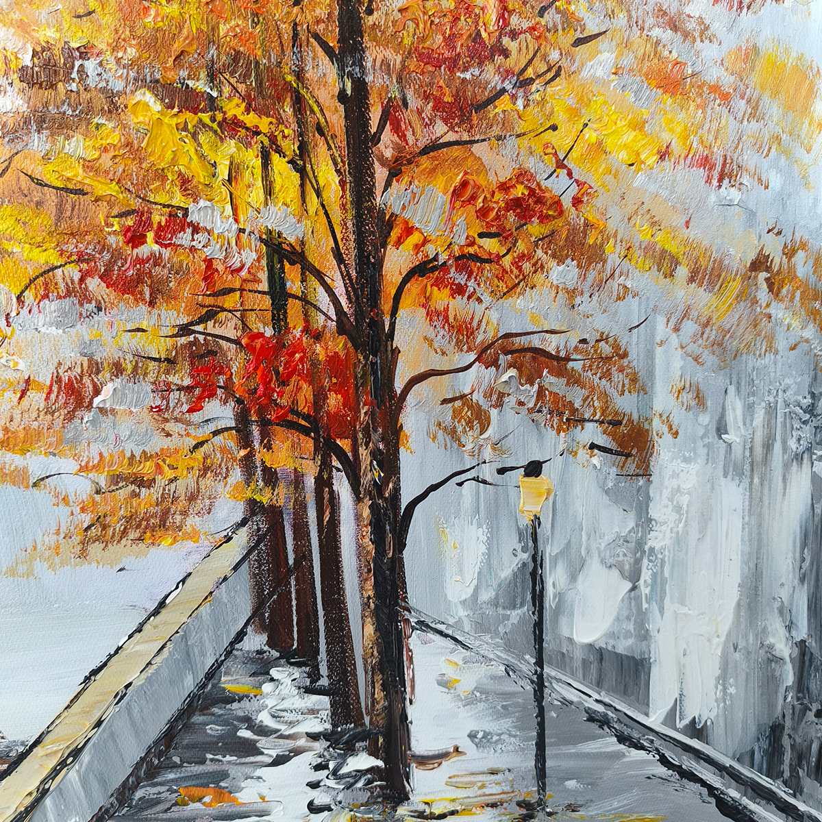Ready to Ship | PARISIAN AUTUMN STROLL | 20''x40'' | 50x100cm | Gold Frame - Image 4
