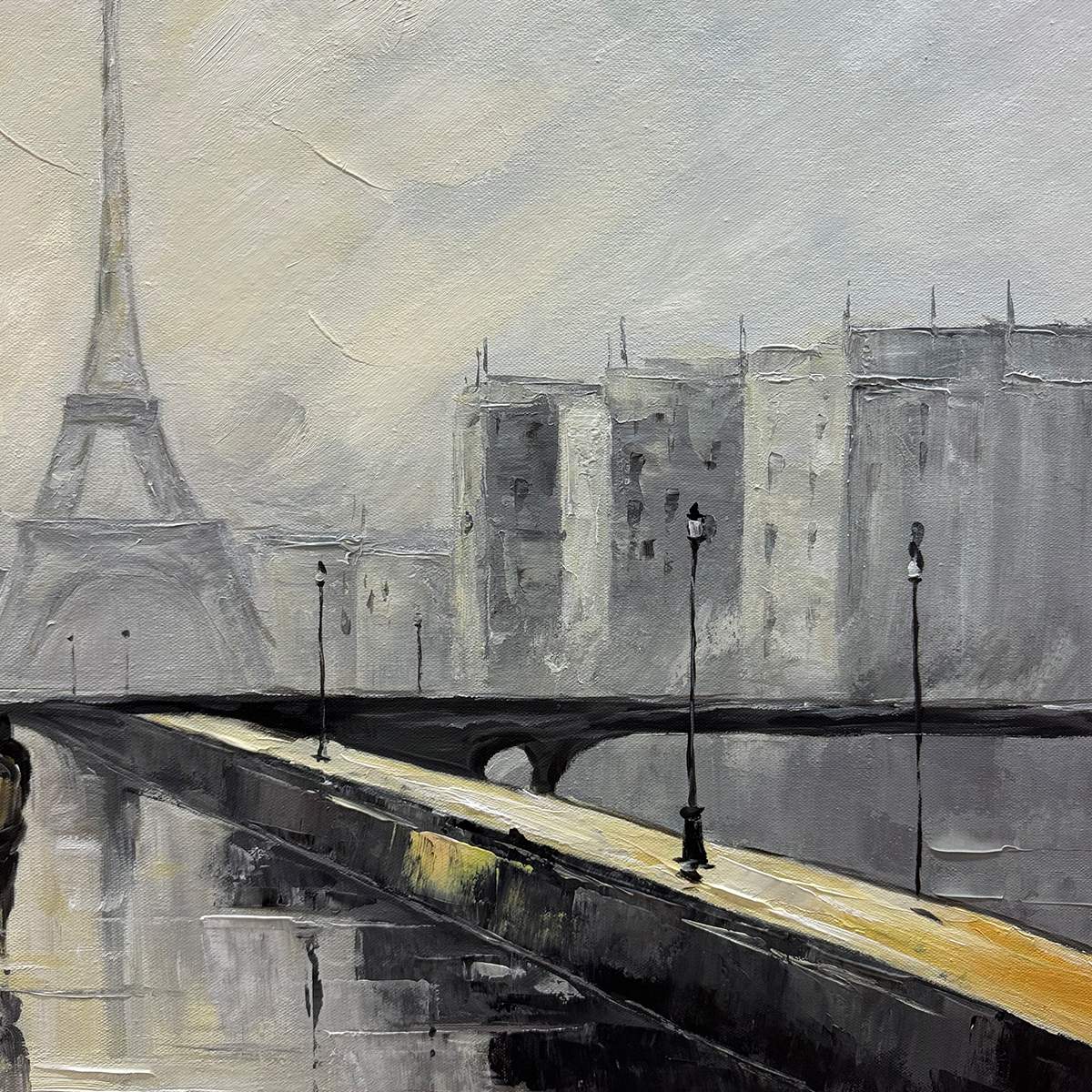PARISIAN RAIN: Textured Cityscape Oil Painting - Image 5