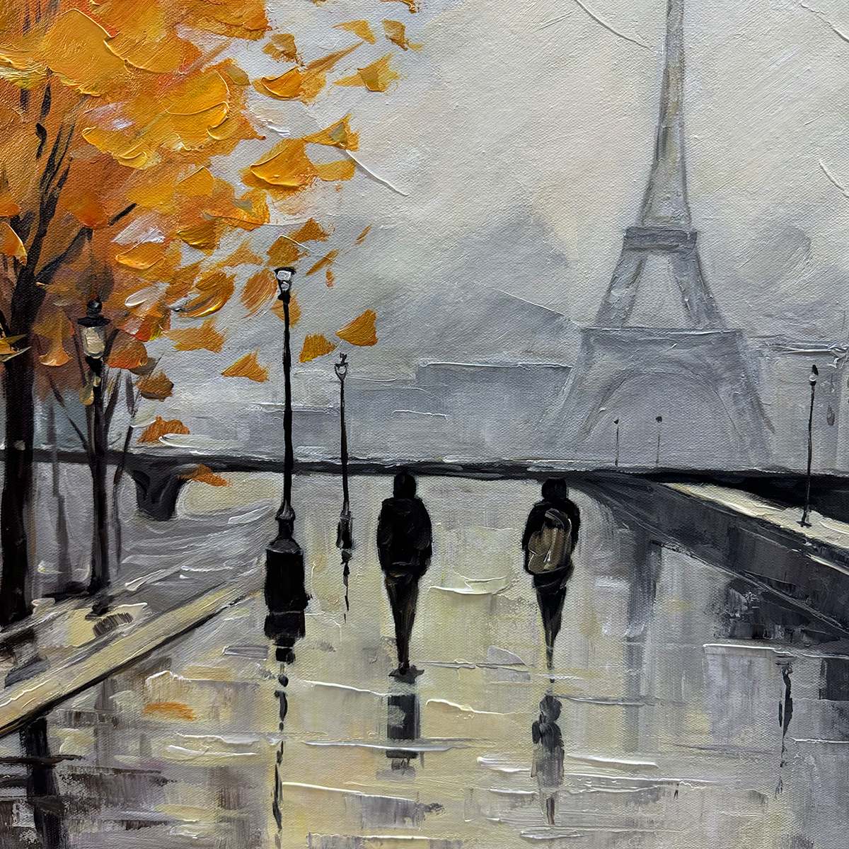 PARISIAN RAIN: Textured Cityscape Oil Painting - Image 3