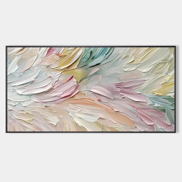 PASTEL DREAM: Textured Abstract Painting in Soft Hues, Horizontal Wall Art