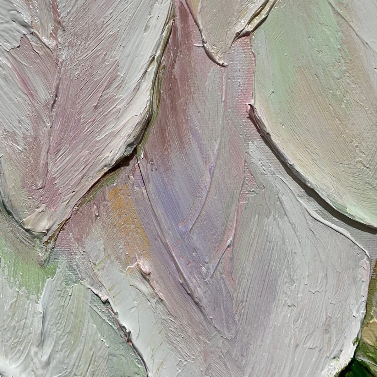 PASTEL DREAM: Square Textured Impasto Floral Painting - Image 3