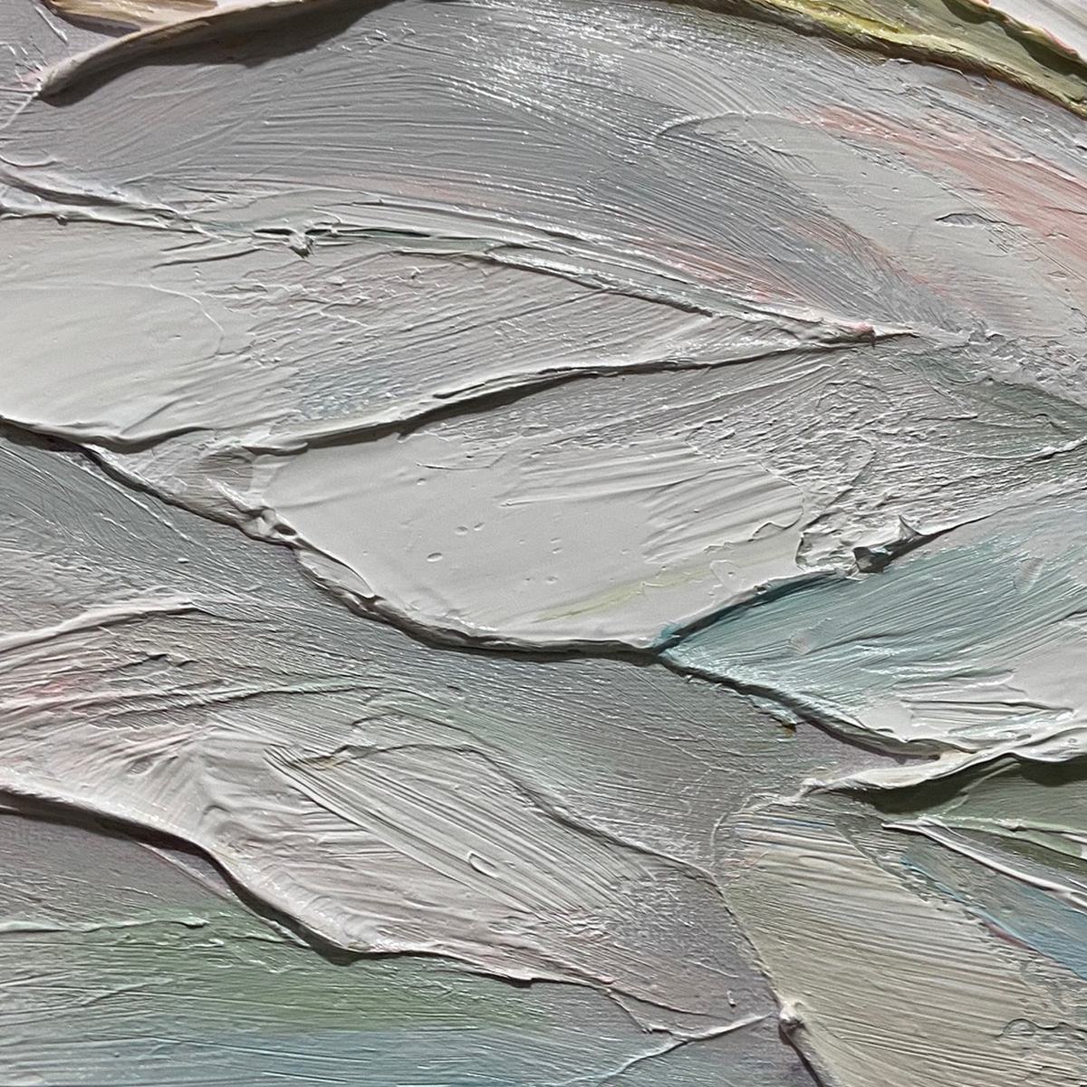 PASTEL DREAM: Square Textured Impasto Floral Painting - Image 6