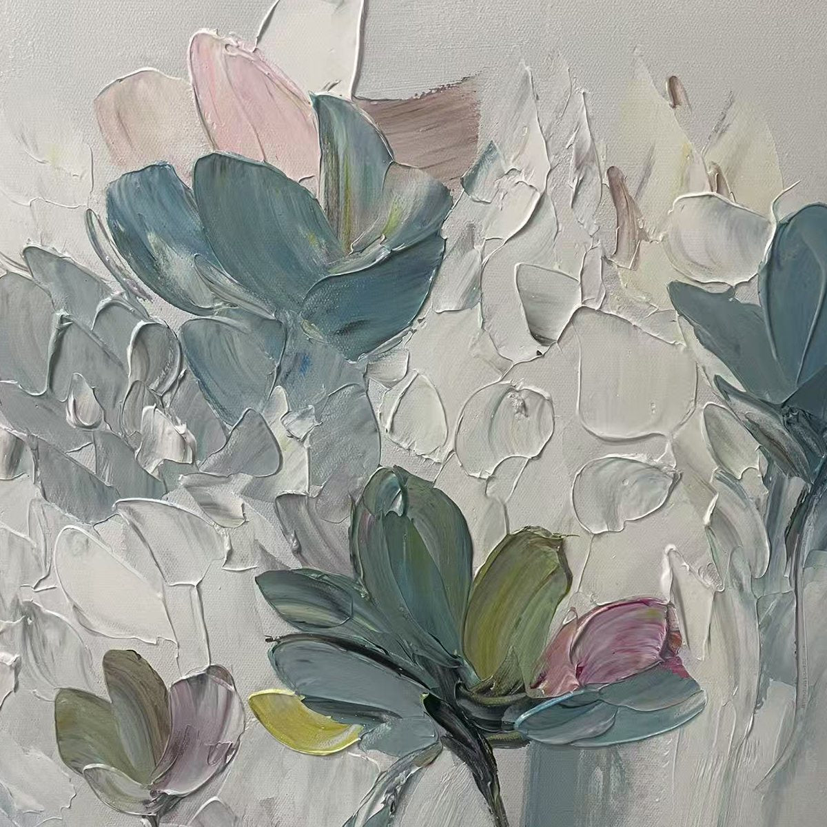 PASTEL DREAM: Textured Floral Painting, Pastel Flower Wall Art, Panoramic Canvas, Impressionist Decor - Image 3