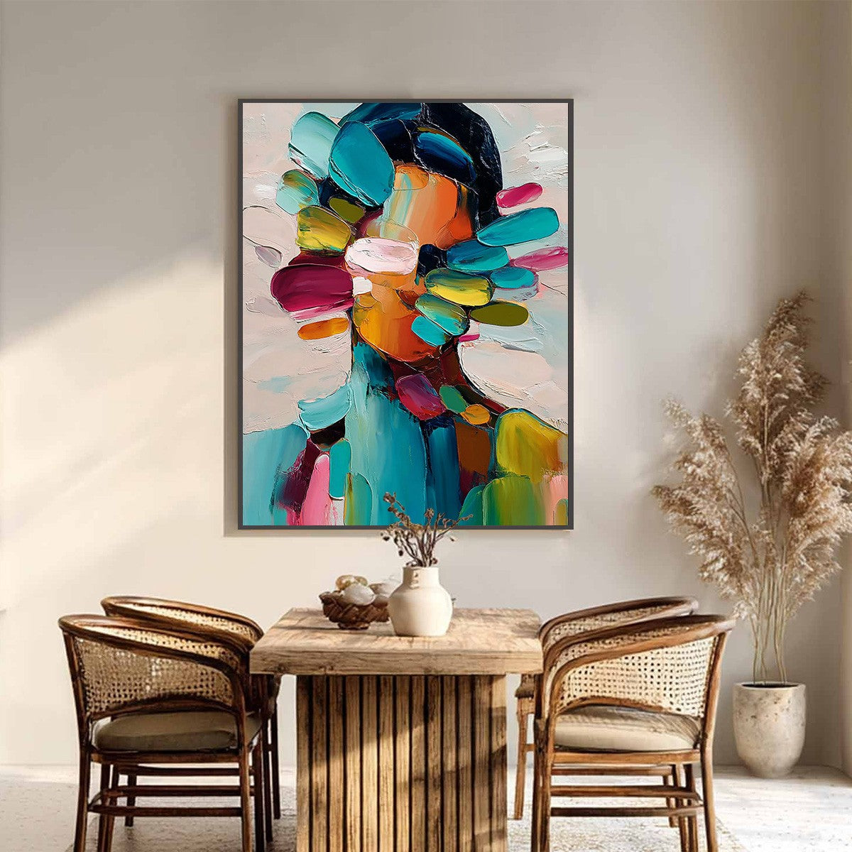 PERSONA IN BLOOM: Colorful Abstract Portrait Impasto Oil Painting - Image 6