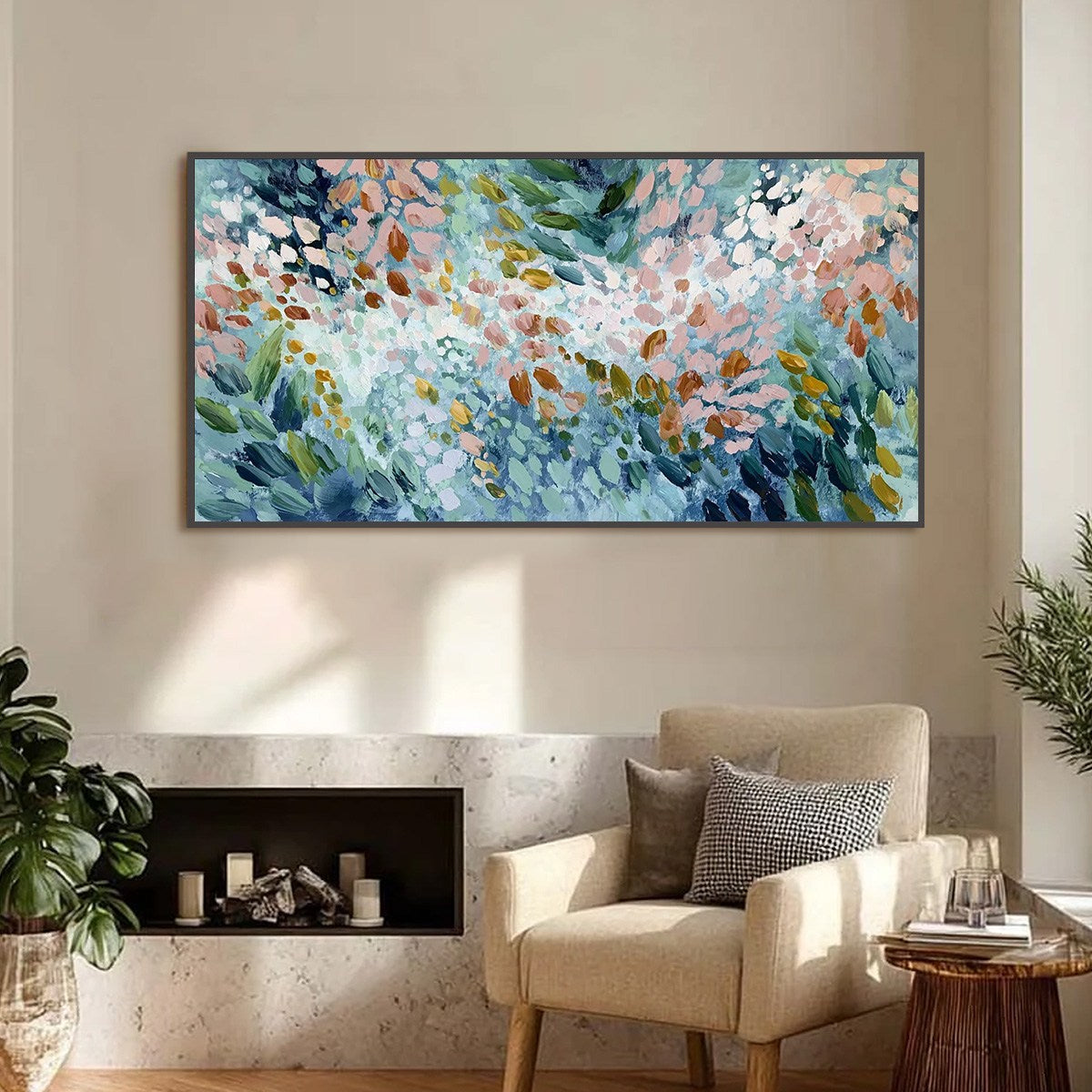 PETAL CASCADE: Colorful Abstract Floral Impasto Wall Art - Image 2