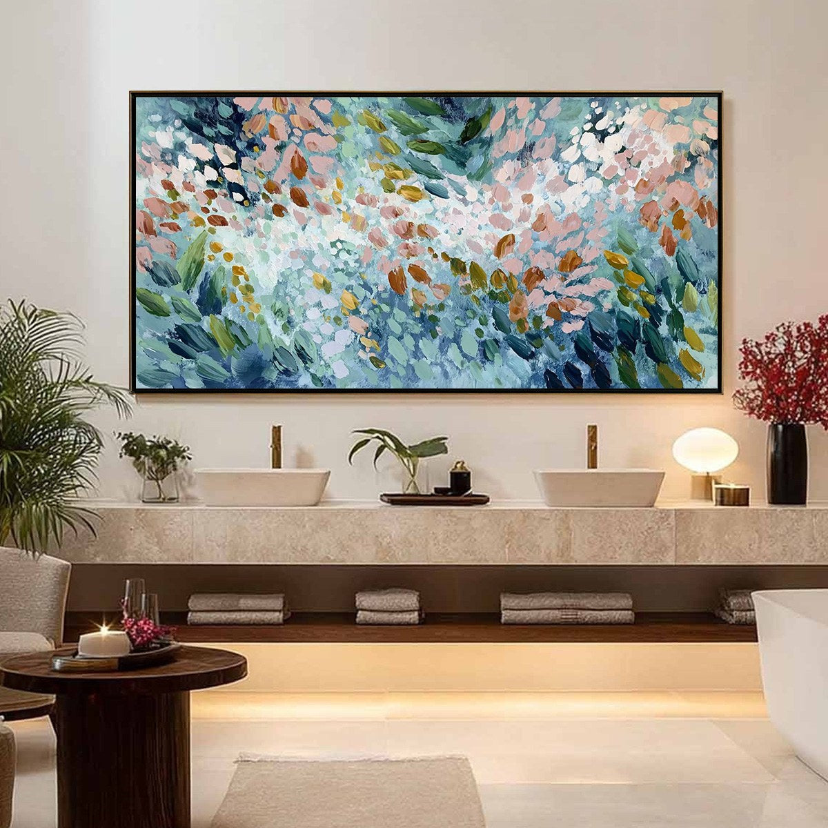 PETAL CASCADE: Colorful Abstract Floral Impasto Wall Art - Image 4