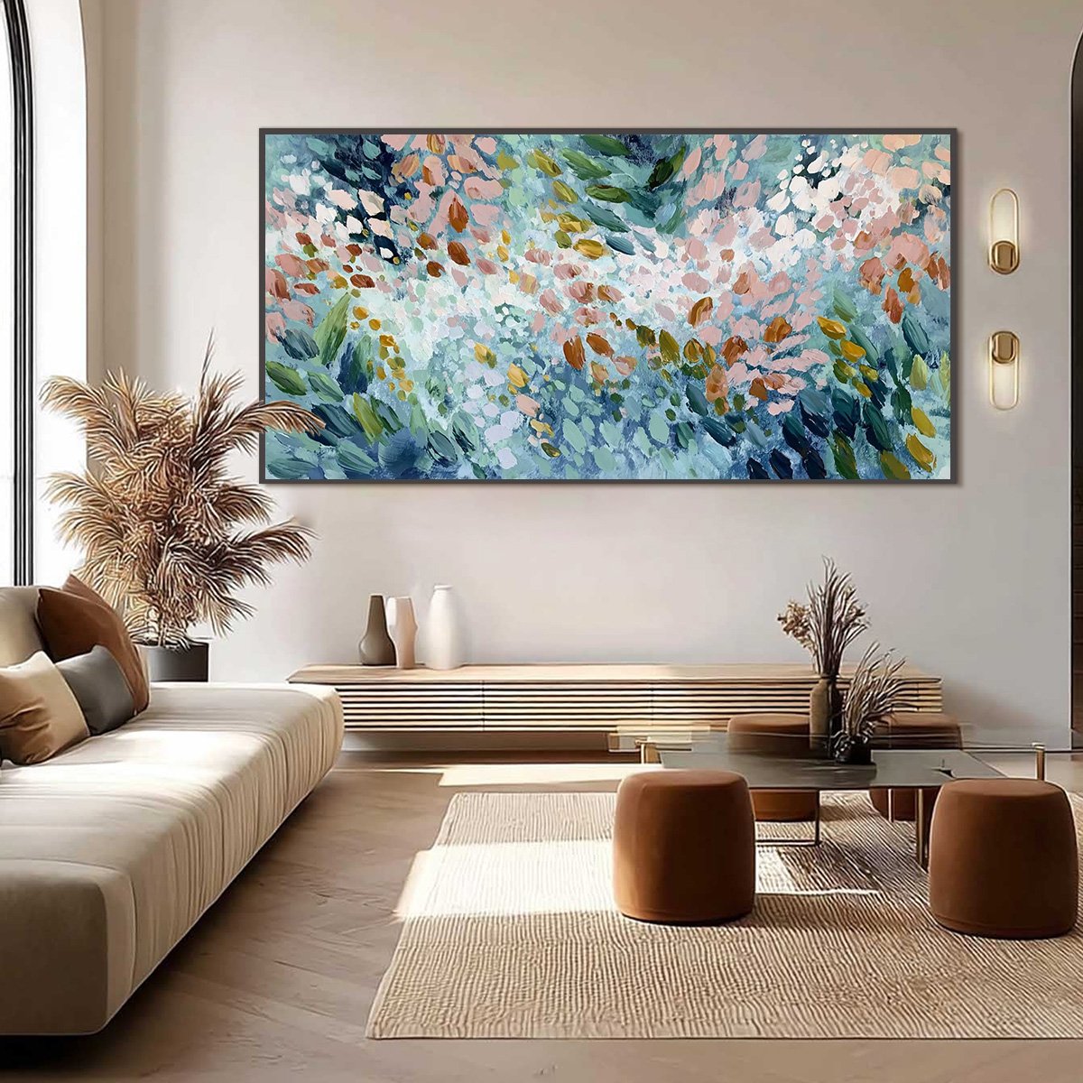 PETAL CASCADE: Colorful Abstract Floral Impasto Wall Art - Image 6