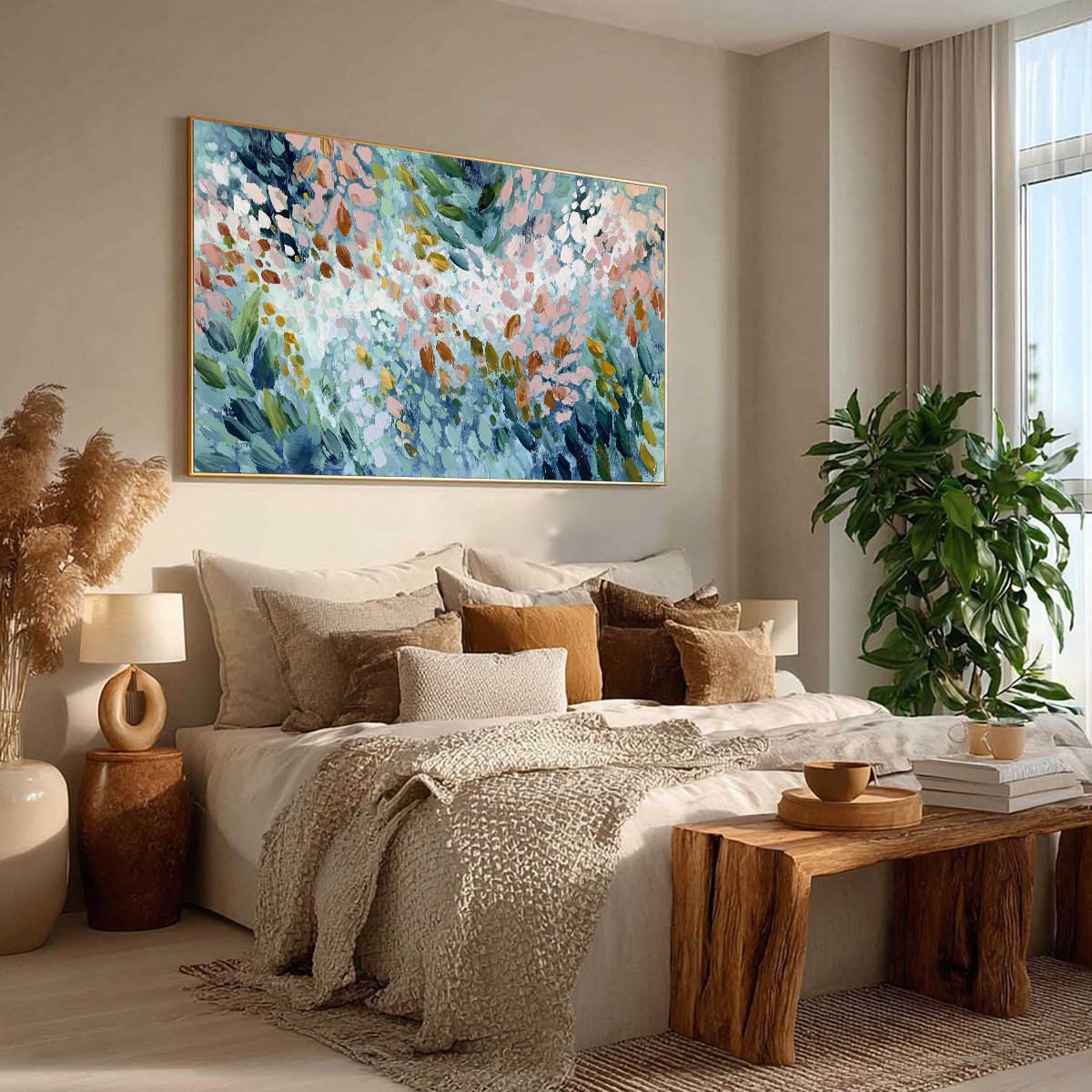 PETAL CASCADE: Colorful Abstract Floral Impasto Wall Art - Image 8