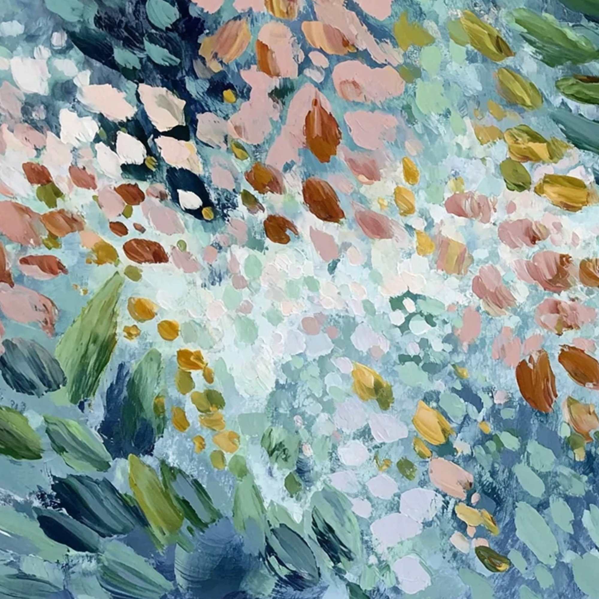 PETAL CASCADE: Colorful Abstract Floral Impasto Wall Art - Image 3