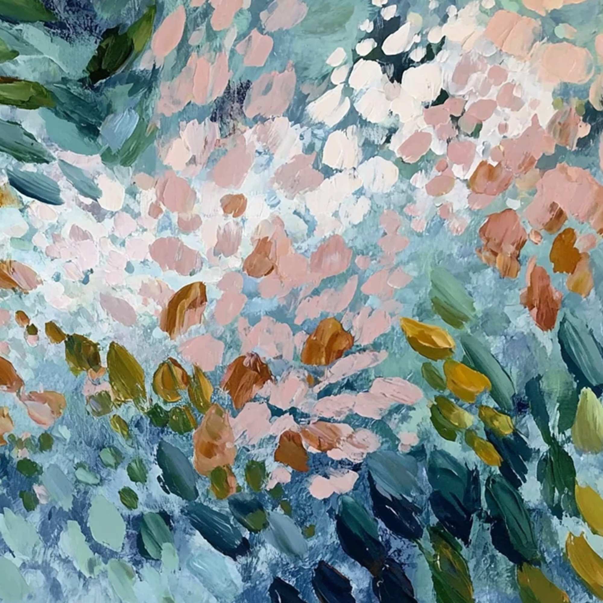 PETAL CASCADE: Colorful Abstract Floral Impasto Wall Art - Image 5