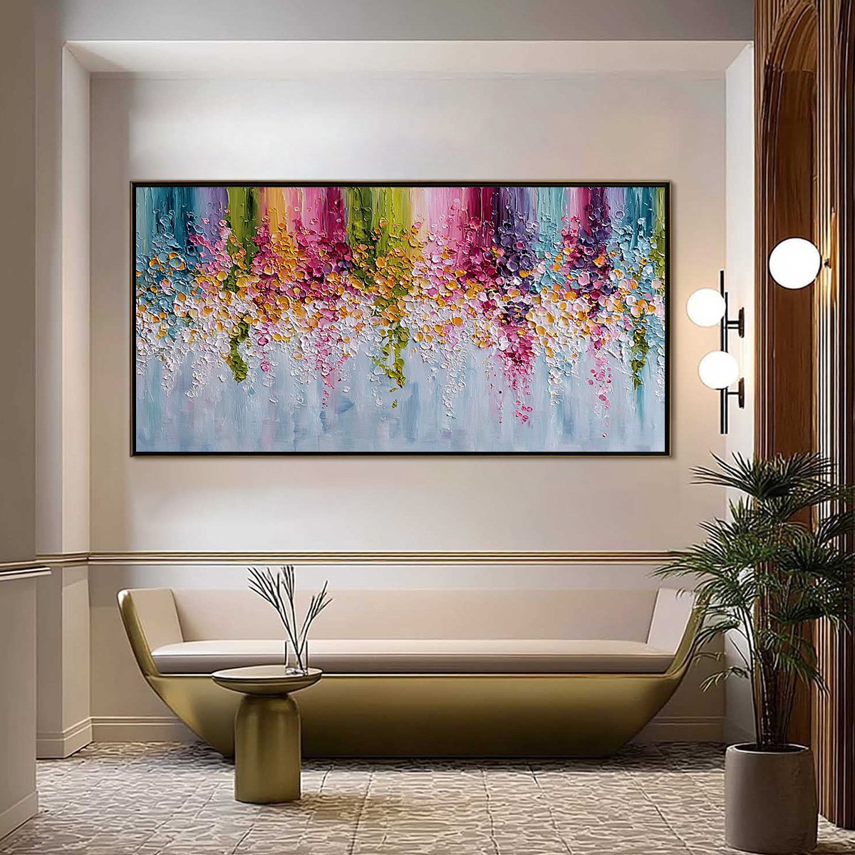 PETAL RAIN: Heavy Texture Impasto Floral Abstract Painting - Image 2