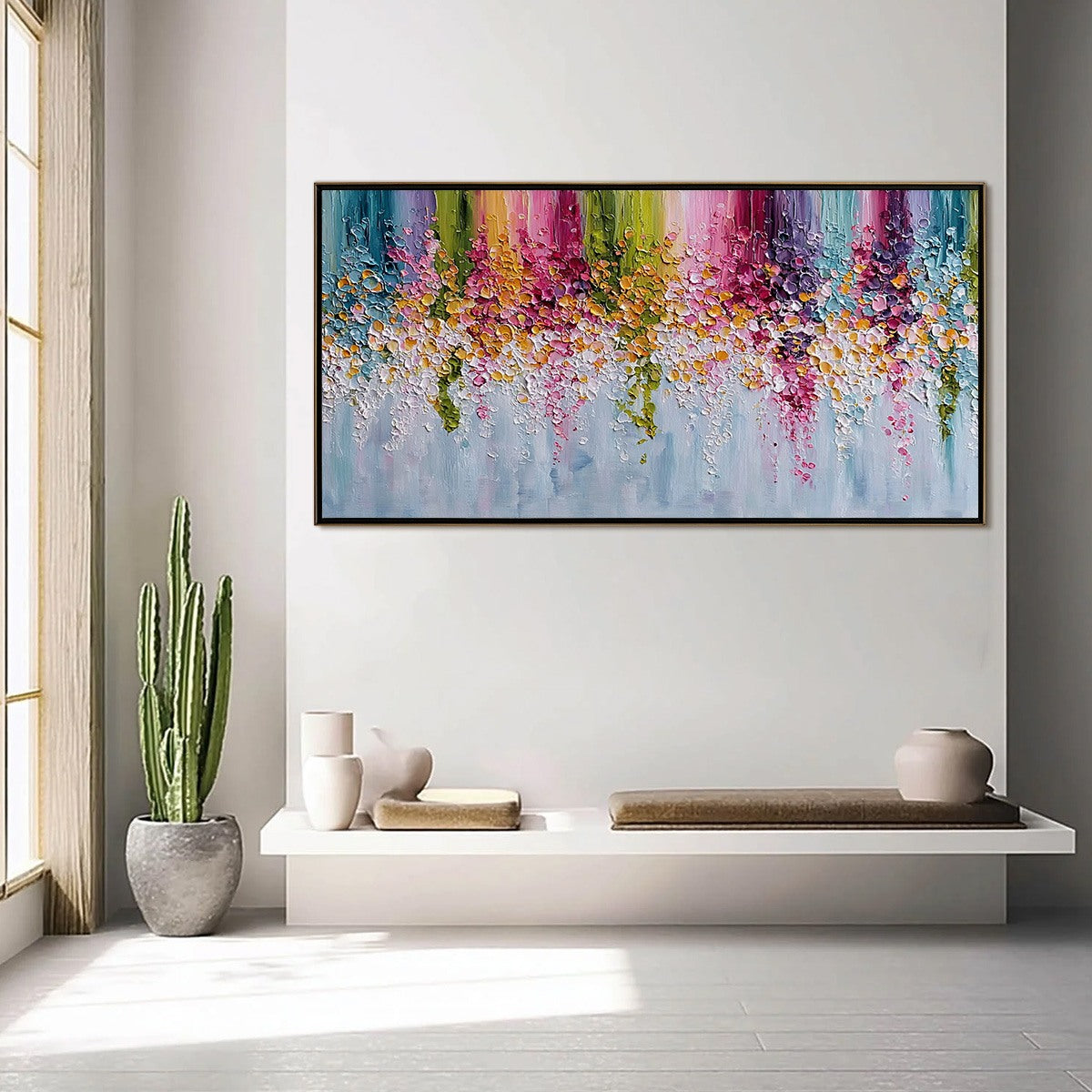 PETAL RAIN: Heavy Texture Impasto Floral Abstract Painting - Image 4