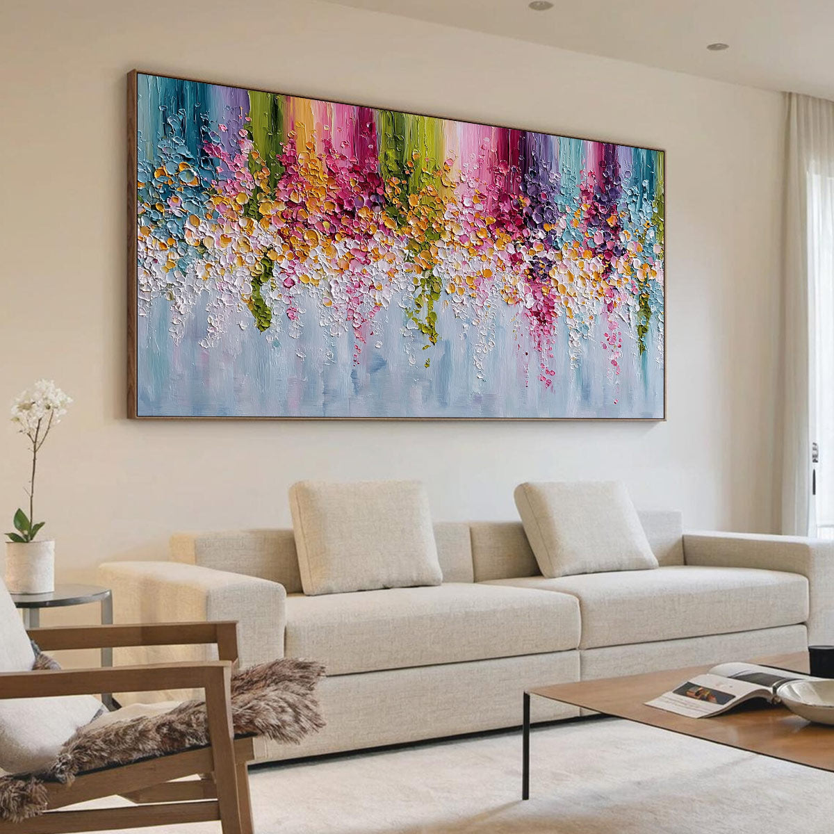 PETAL RAIN: Heavy Texture Impasto Floral Abstract Painting - Image 7