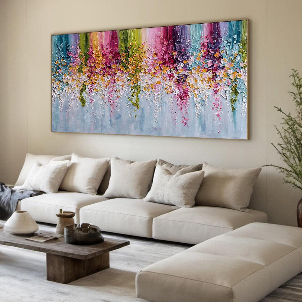PETAL RAIN: Heavy Texture Impasto Floral Abstract Painting - Image 8