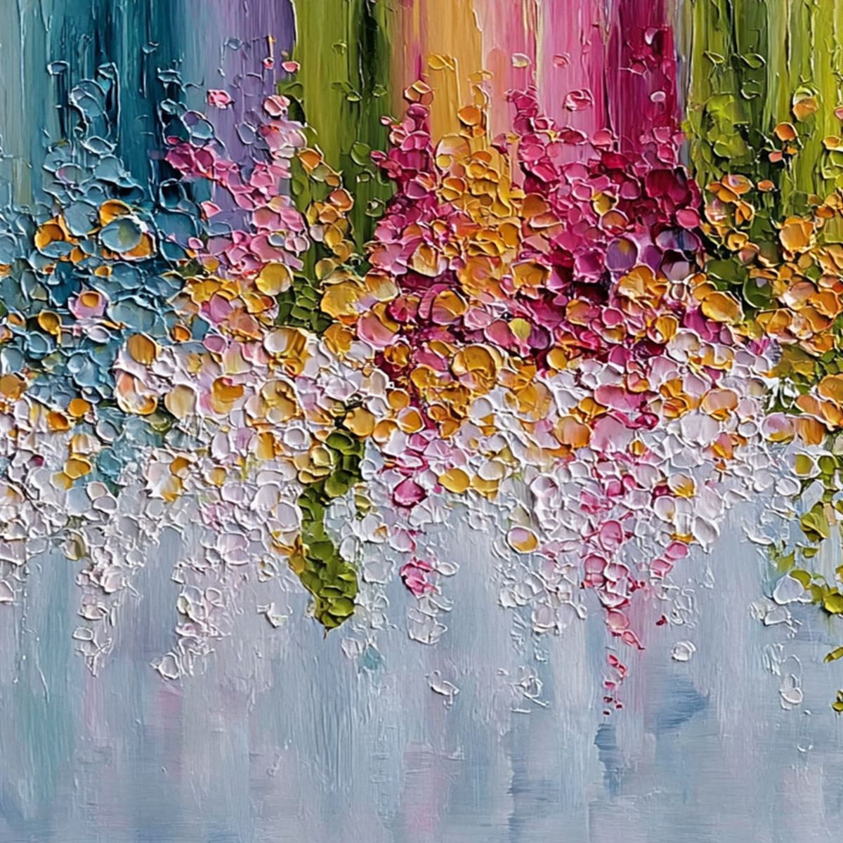 PETAL RAIN: Heavy Texture Impasto Floral Abstract Painting - Image 3