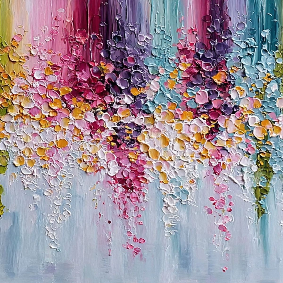 PETAL RAIN: Heavy Texture Impasto Floral Abstract Painting - Image 5