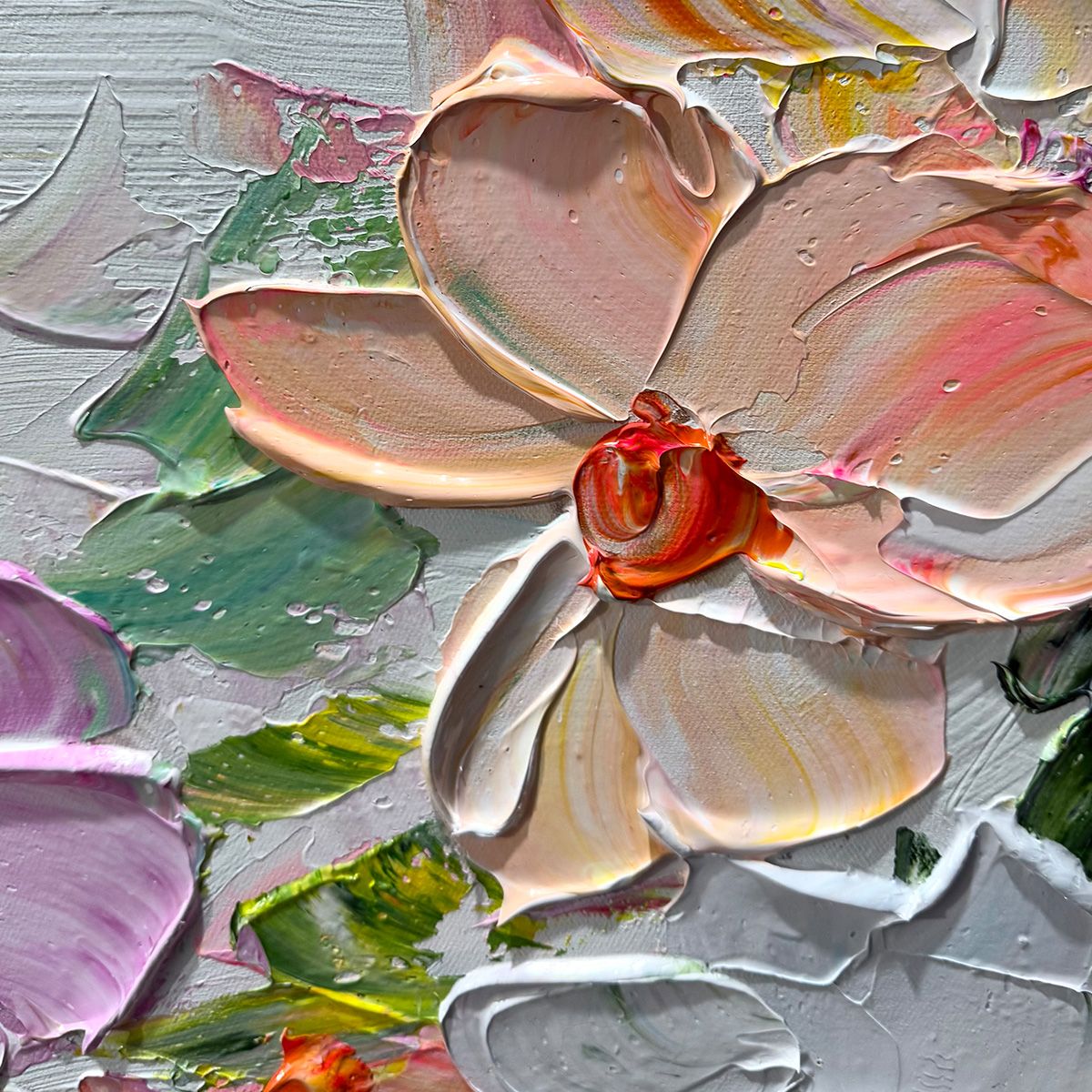 PETAL RAIN: Textured Impasto Floral Painting - Image 3