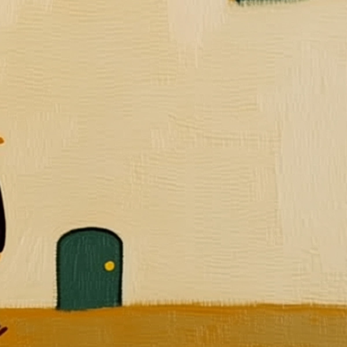 PILGRIM'S PATH: Minimalist Figurative Painting of a Spanish Village Scene - Image 3